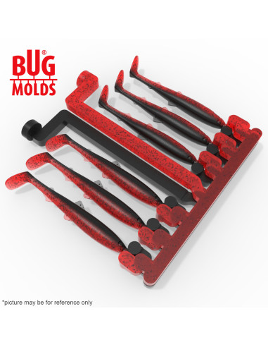 Fishing Soft Bait 2-Port Multi-cavity Aluminum mold BullTeez 4 inch 6-cav ID 2V1094_6a from Bugmolds