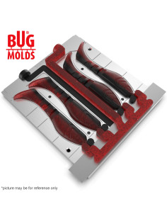Fishing Soft Bait 2-Port Multi-cavity Aluminum mold Kopyto 4 inch 4-cav ID 2V132_4a from Bugmolds