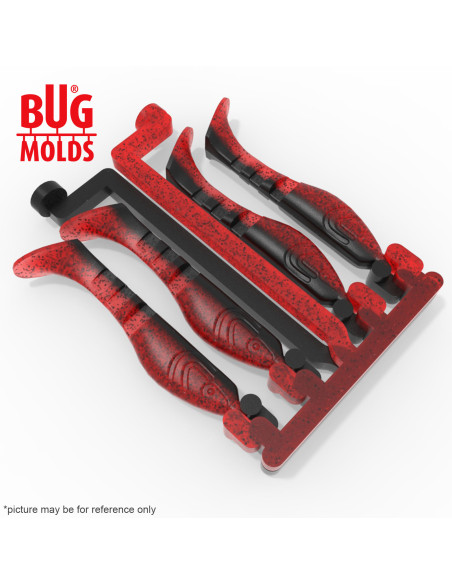 Fishing Soft Bait 2-Port Multi-cavity Aluminum mold Kopyto 4 inch 4-cav ID 2V132_4a from Bugmolds