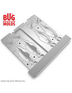 Fishing Soft Bait 2-Port Multi-cavity Aluminum mold RealPerch 4 inch 4-cav ID 2V658_4a from Bugmolds 2