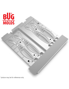 Fishing Soft Bait 2-Port Multi-cavity Aluminum mold Zako 4 inch 4-cav ID 2W398_4a from Bugmolds 2