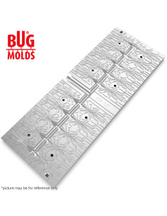 Fishing Soft Bait Multi-cavity Aluminum mold  GrassHopper 1,4 inch 20-cav vol. 1,25 fl oz (36,94 cm^3)  ID B04_20a1 from Bugmold 2