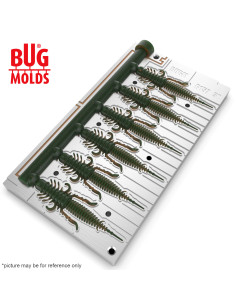 Fishing Soft Bait Multi-cavity Aluminum mold  BobbiZ 3 inch 6-cav vol. 1,18 fl oz (34,77 cm^3)  ID B157_6a1 from Bugmolds