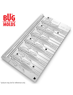 Fishing Soft Bait Multi-cavity Aluminum mold  BobbiZ 3 inch 6-cav vol. 1,18 fl oz (34,77 cm^3)  ID B157_6a1 from Bugmolds 2