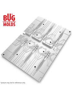 Fishing Soft Bait Multi-cavity Aluminum mold  KazaraLong 3,5 inch 6-cav vol. 1,68 fl oz (49,61 cm^3)  ID B164_6a1 from Bugmolds 2