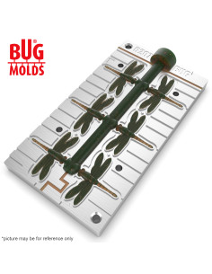 Fishing Soft Bait Multi-cavity Aluminum mold  RealDragonfly 1 inch 6-cav vol. 0,28 fl oz (8,33 cm^3)  ID B207_6a1 from Bugmolds