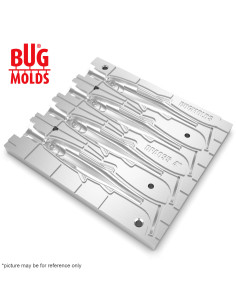 Fishing Soft Bait Multi-cavity Aluminum mold  Y-OffsetPhoxinus 4 inch 4-cav vol. 1,29 fl oz (38,14 cm^3)  ID DPA055_4ai from Bug 2