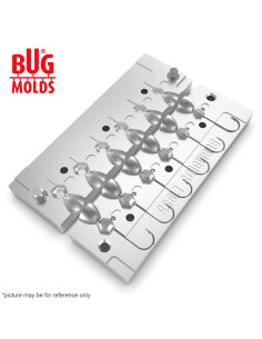 Aluminum CNC Mold Jig Head Faceted Jig Head 1,25-2,75g 6-cav: 1,25-1,75-2,25-2,25-2,75-2,75g ID L1955 2