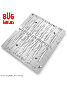 Fishing Soft Bait Multi-cavity Aluminum mold  EasyShiner 2 inch 12-cav vol. 0,59 fl oz (17,33 cm^3)  ID V20_12a1 from Bugmolds 2