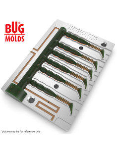 Fishing Soft Bait Multi-cavity Aluminum mold  RockvibeShad 1,5 inch 6-cav vol. 0,28 fl oz (8,24 cm^3)  ID V41_6a1 from Bugmolds