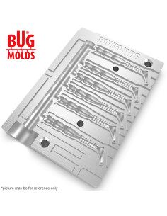 Fishing Soft Bait Multi-cavity Aluminum mold  RockvibeShad 1,5 inch 6-cav vol. 0,28 fl oz (8,24 cm^3)  ID V41_6a1 from Bugmolds 2
