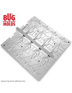 Fishing Soft Bait 2-Port Multi-cavity Aluminum mold CrazyFlapper 2,5 inch 8-cav ID 2C69_8a from Bugmolds 2