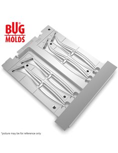 Fishing Soft Bait 2-Port Multi-cavity Aluminum mold One'UpShad 4 inch 4-cav ID 2V69_4a from Bugmolds 2