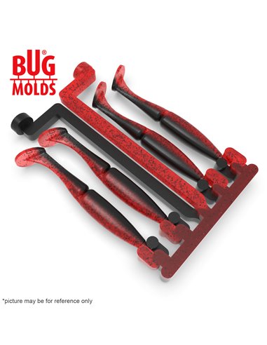 Fishing Soft Bait 2-Port Multi-cavity Aluminum mold One'UpShad 4 inch 4-cav ID 2V69_4a from Bugmolds