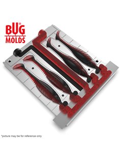 Fishing Soft Bait 2-Port Multi-cavity Aluminum mold GrubbyShad 4 inch 4-cav ID 2V399_4a from Bugmolds