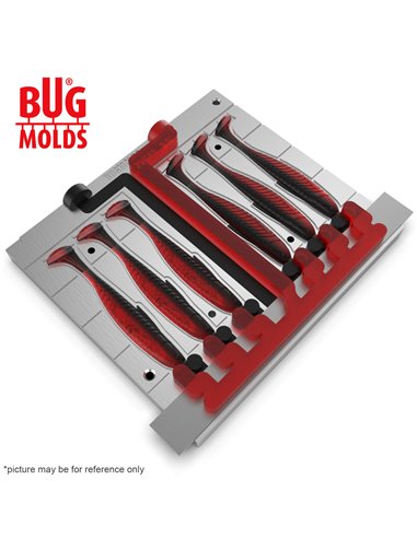 Fishing Soft Bait 2-Port Multi-cavity Aluminum mold AngryShiner 3,5 inch 6-cav ID 2V643_6a from Bugmolds