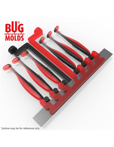 Fishing Soft Bait 2-Port Multi-cavity Aluminum mold AngryShiner 3,5 inch 6-cav ID 2V643_6a from Bugmolds