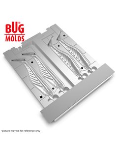 Fishing Soft Bait 2-Port Multi-cavity Aluminum mold RippleShad 4,33 inch 4-cav ID 2V1106_4a from Bugmolds 2