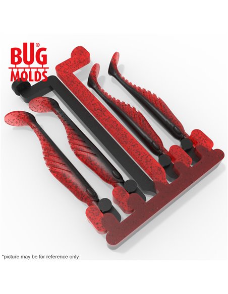 Fishing Soft Bait 2-Port Multi-cavity Aluminum mold RippleShad 4,33 inch 4-cav ID 2V1106_4a from Bugmolds