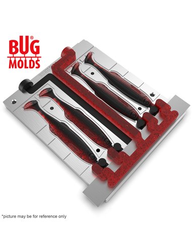 Fishing Soft Bait 2-Port Multi-cavity Aluminum mold TulkBait 4 inch 4-cav ID 2V1130_4a from Bugmolds